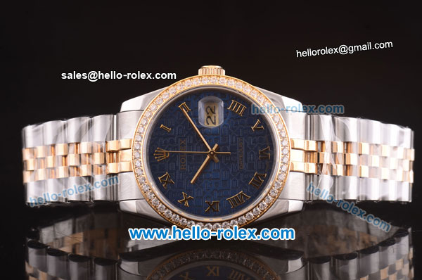 Rolex Datejust Automatic Two Tone with Diamond Bezel and Blue Jubilee Dial - ETA Coating - Click Image to Close